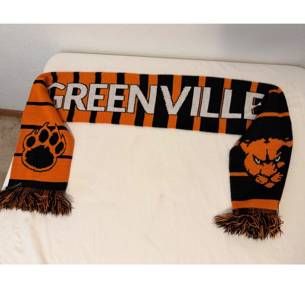 Ruffneck Scarves Greenville Panthers Orange Black Striped Knit Sports Scarf